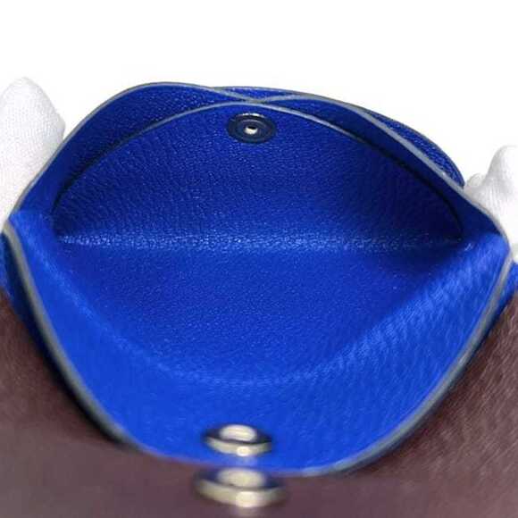 Hermes Hermès Calvi Duo bifold wallet (f-24736) in brown and blue with a leat...